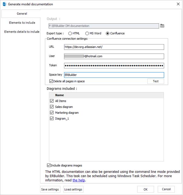 Confluence connection settings